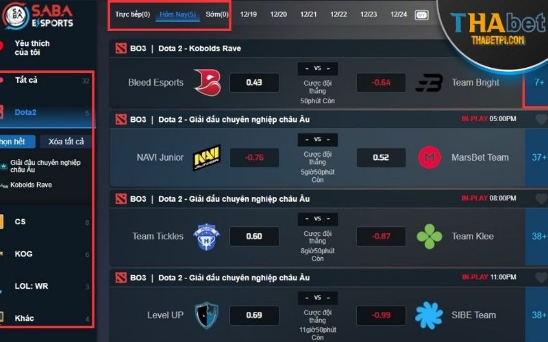 THABET hiện nay cung cấp một loạt các game Esports với đa dạng nội dung hấp dẫn